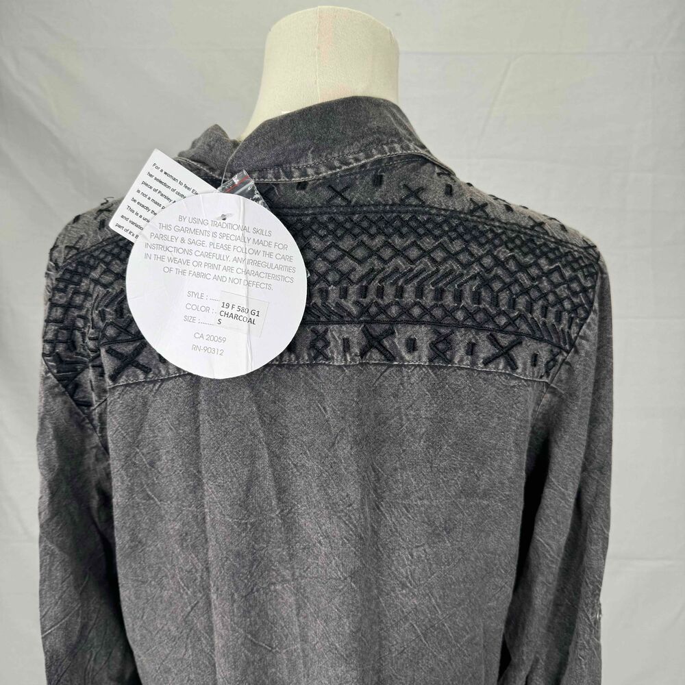 Parsley & Sage Anthropologie Button Up Shirt Blouse Top Embroidery Western Small - Picture 8 of 13
